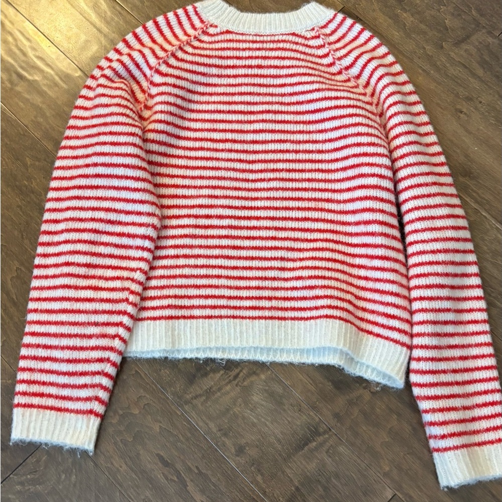 American Eagle Outfitters Red and White Striped Sweater